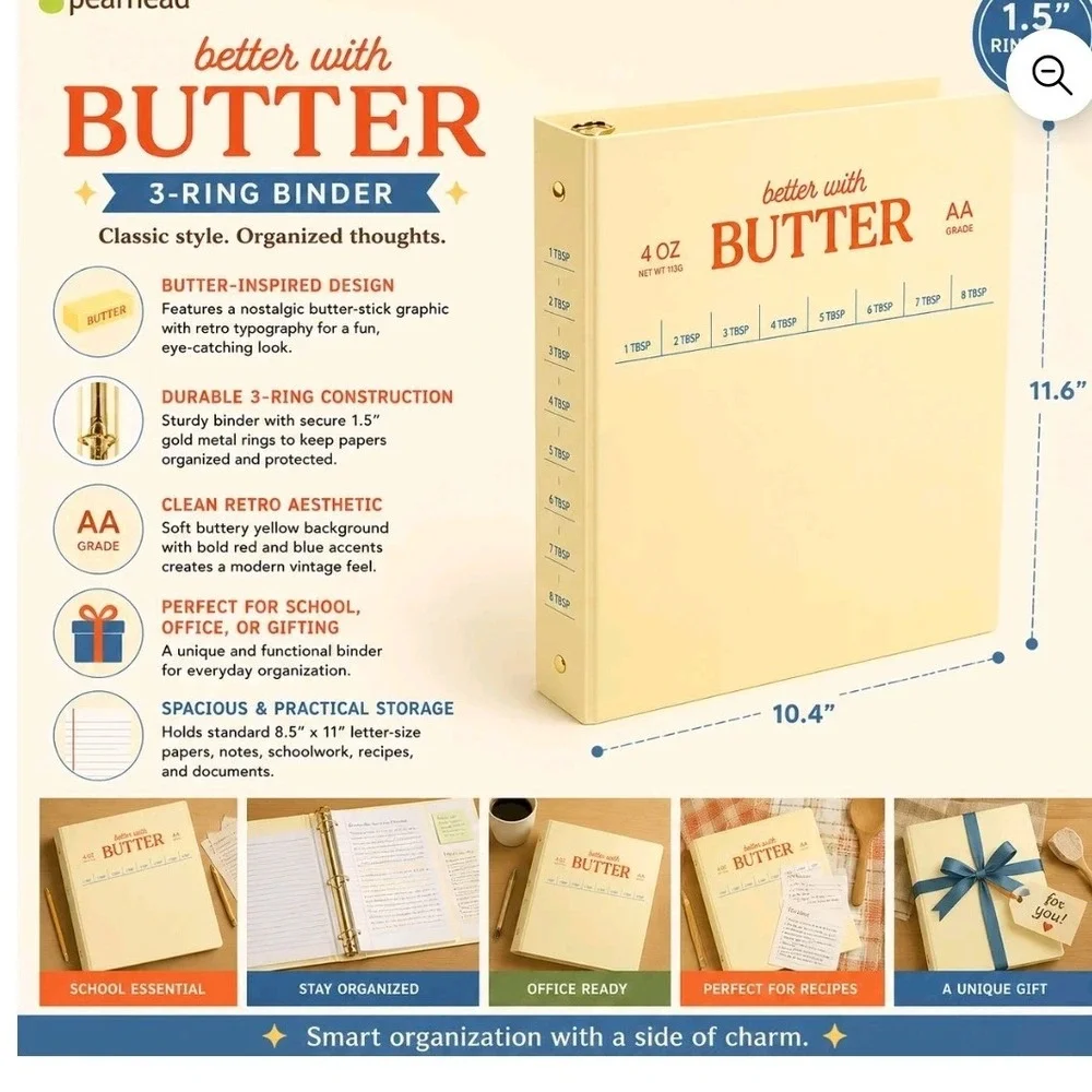 Pearhead Stationery Set Yellow Blue New Butter Binder Notebook Notepad